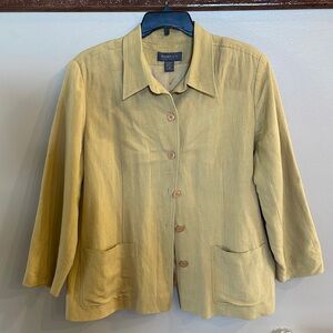 Designs & Co LANE BRYANT linen / rayons blend yellow blazer button down size 20